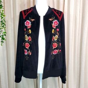 NWOT Torrid Size 0 Embroidered Velour Zip Up Jacket